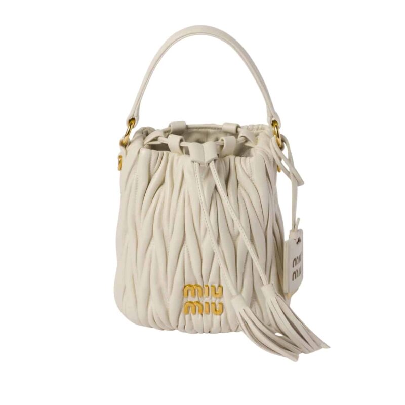 MIU MIU MATELASSÉ NAPPA LEATHER BAG WHITE 17CM 5BE084 N88 F0009