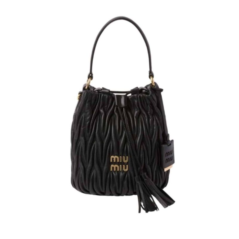 MIU MIU MATELASSÉ NAPPA LEATHER BAG BLACK 17CM 5BE084 N88 F0002 V OOO