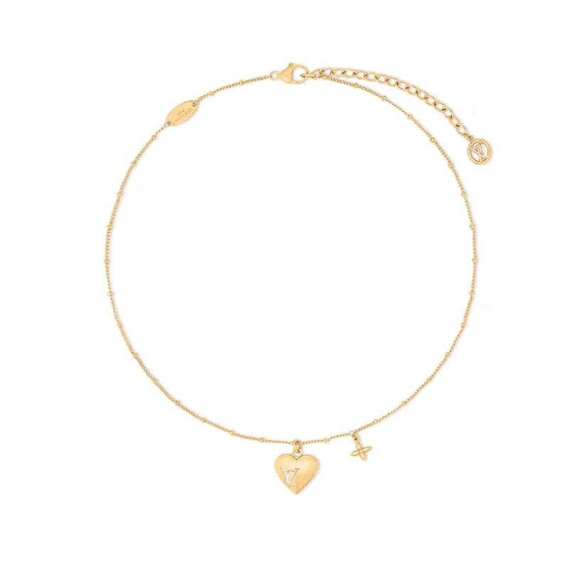 LOUIS VUITTON BLOOMING HEART NECKLACE GOLD M02310