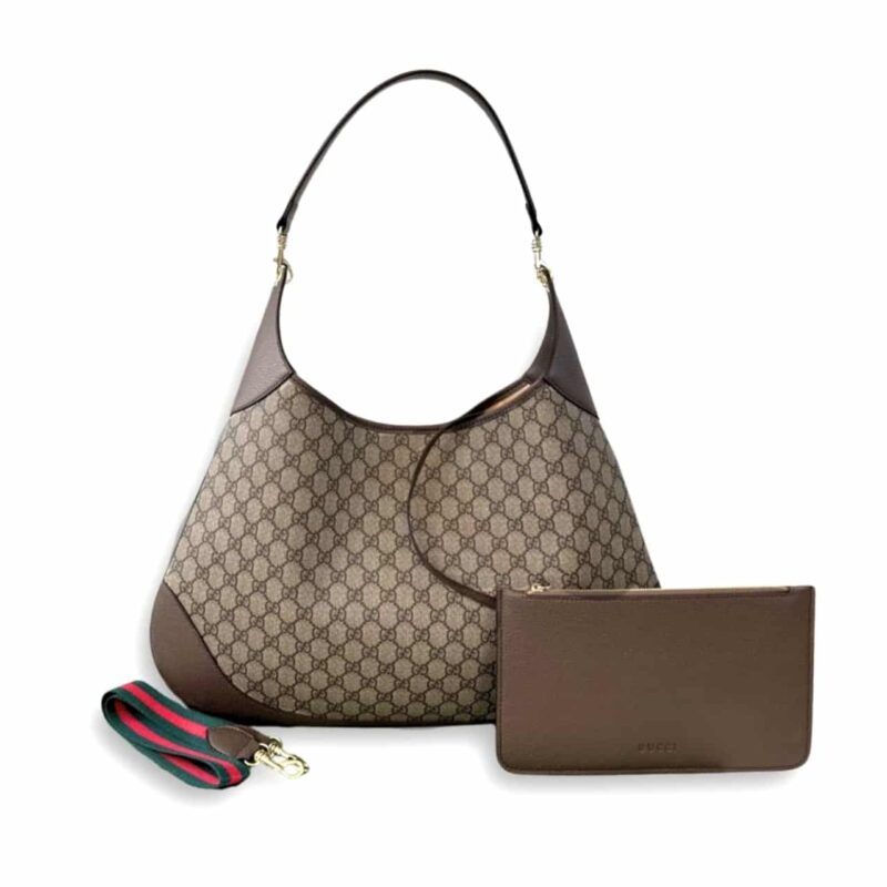 GUCCI B LARGE SHOULDER BAG BEIGE AND DARK GREY 50CM