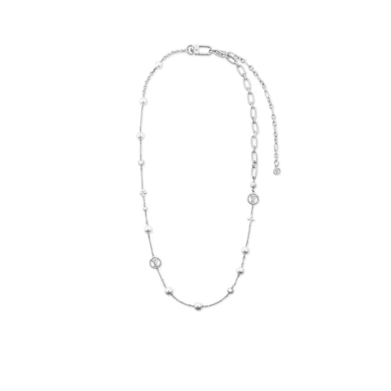 LOUIS VUITTON LV MIX CHAINS NECKLACE SILVER M02516