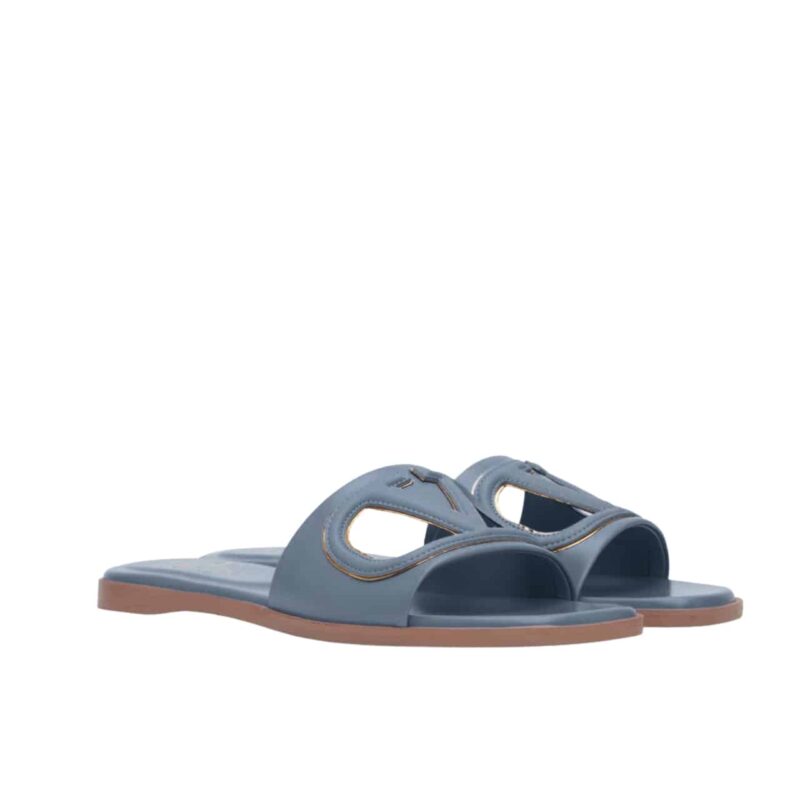VALENTINO GARAVANI VLOGO CUTOUT SLIDE BLUE
