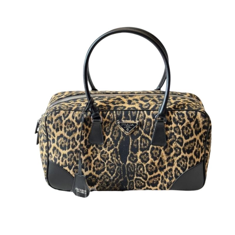 PRADA LEOPARD PRINT HANDLE BAG 34CM