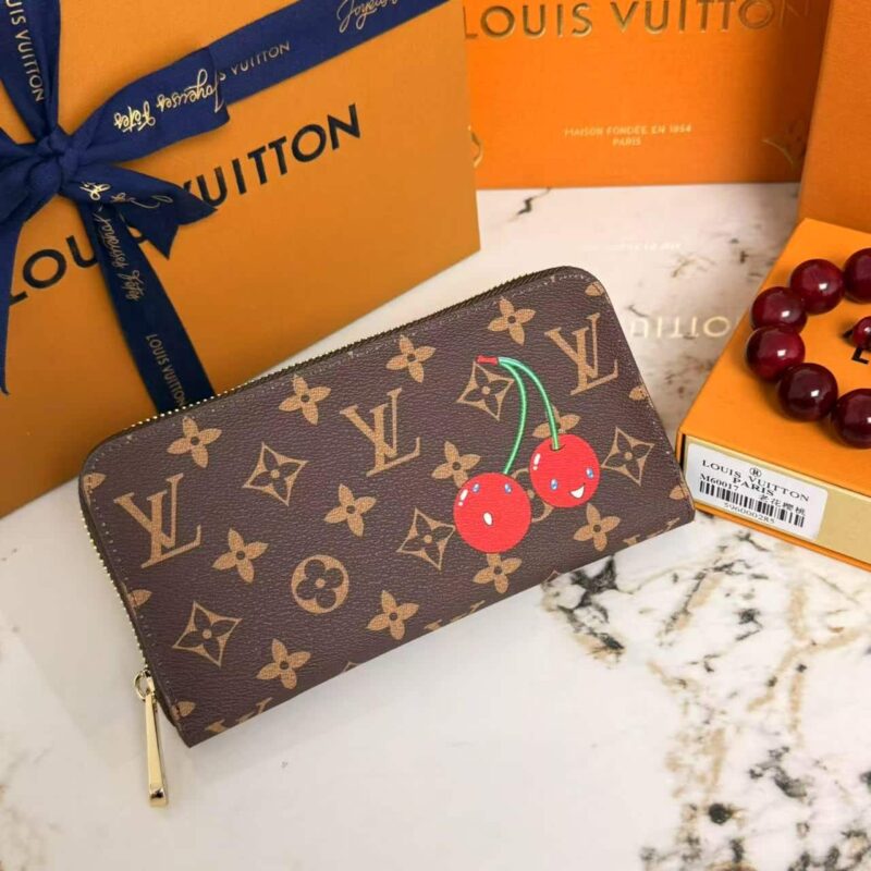 Alternative view of LOUIS VUITTON X TAKASHI MURAKAMI CHERRY PORTE MONNAIE ZIPPY WALLET BROWN 19CM M95006