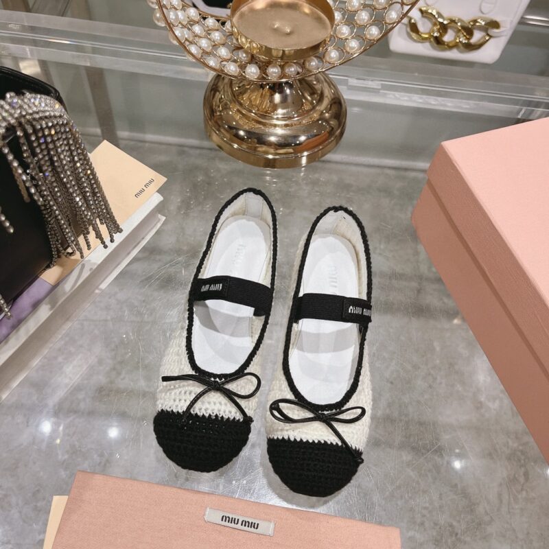 Alternative view of MIUMIU CROCHET KNIT BALLERINA SHOES WHITE 5F138E 2CQ2 F0C56 F 005