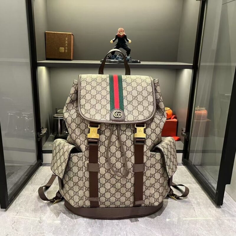 Alternative view of GUCCI OPHIDIA LARGE BACKPACK BEIGE AND DARK BROWN 46CM 839110 FAEWQ 9845