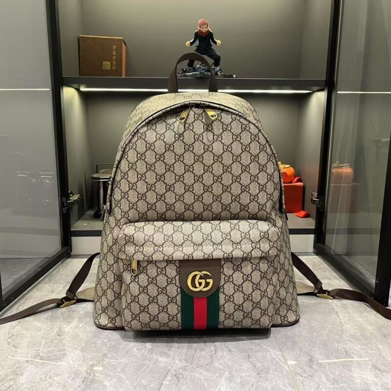Alternative view of GUCCI OPHIDIA MEDIUM BACKPACK BEIGE AND DARK BROWN 41CM 834466 FAEOJ 9747