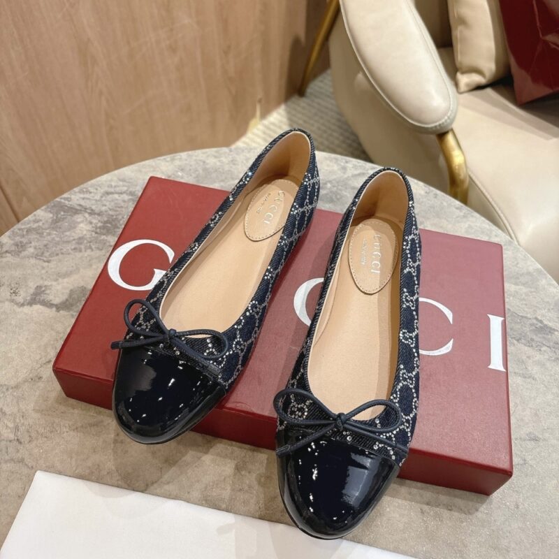 Alternative view of GUCCI WOMEN GG CRYSTAL BALLET FLAT DARK BLUE 840754 FAEUE 4052