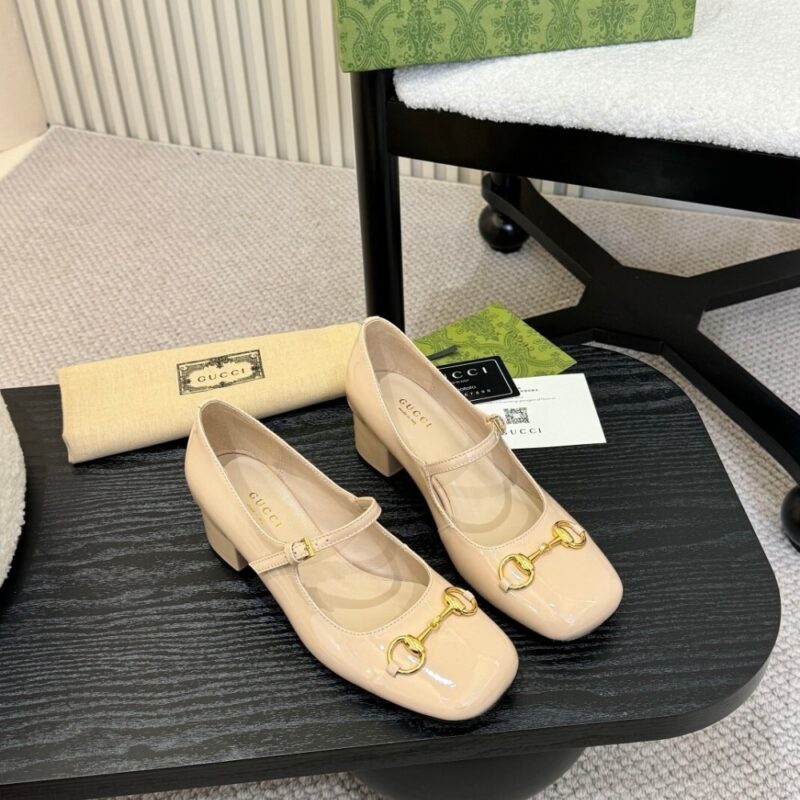 Alternative view of GUCCI WOMEN MID HEEL SLINGBACK WITH HORSEBIT BEIGE 94855 C9D00 6705