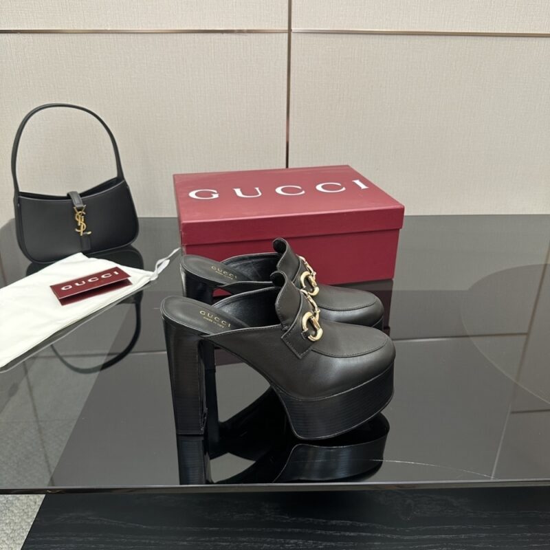 Alternative view of GUCCI WOMEN PLATFORM MULE WITH HORSEBIT BLACK LEATHER 835315 AADCW 1000