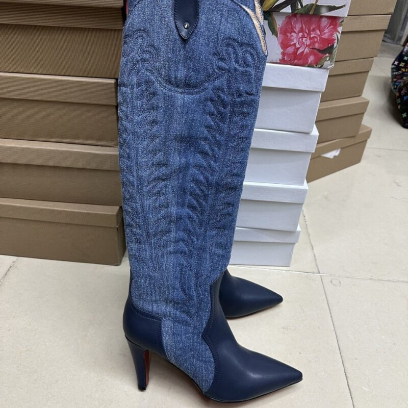 Alternative view of CHRISTIAN LOUBOUTIN SANTIA BOTTA 85 BOOTS DENIM BLUE 32405166603