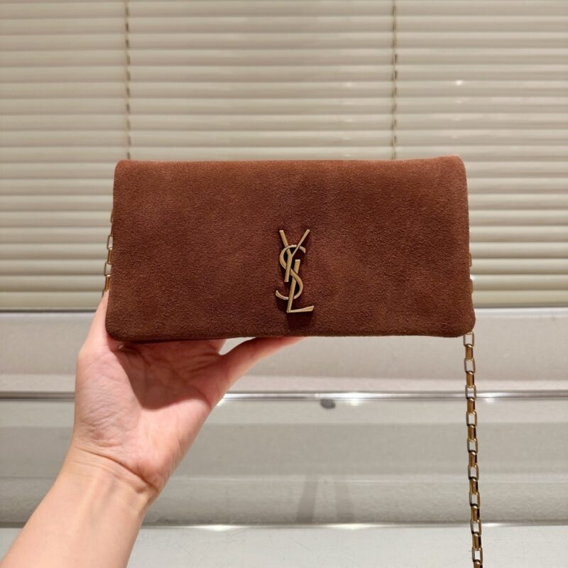 Alternative view of SAINT LAURENT REVERSIBLE KATE MEDIUM IN SUEDE BROWN 22CM 5538041S78W7761
