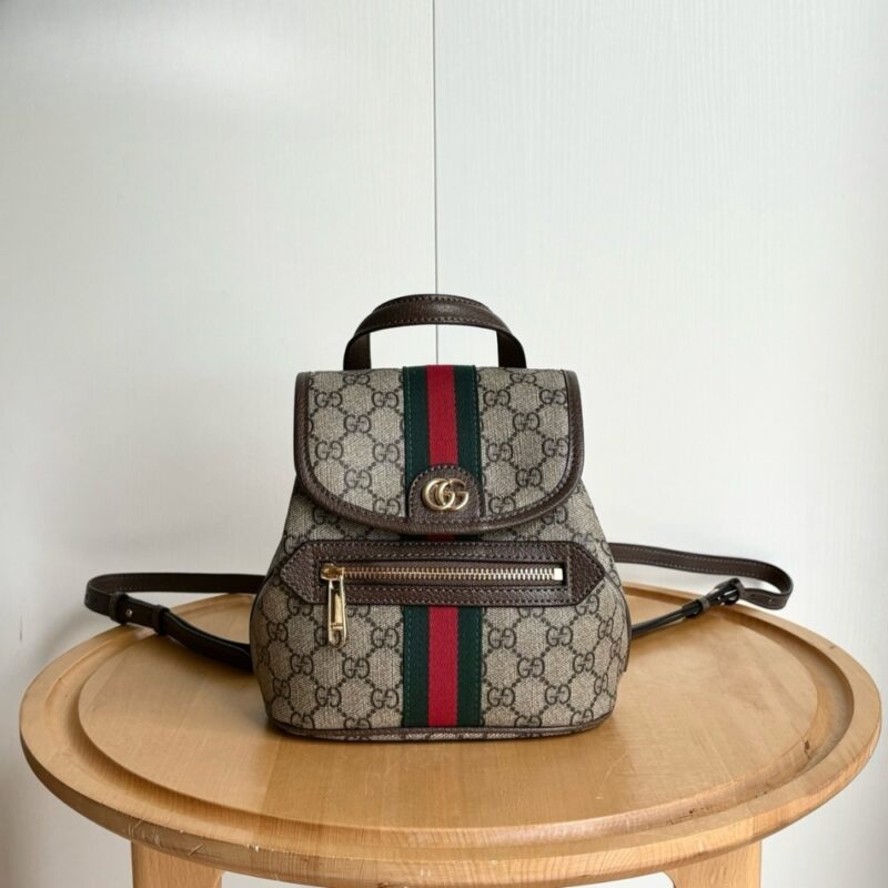 Alternative view of GUCCI OPHIDIA SMALL BACKPACK BEIGE AND DARK BROWN 20CM 836854 FAE0J 9867