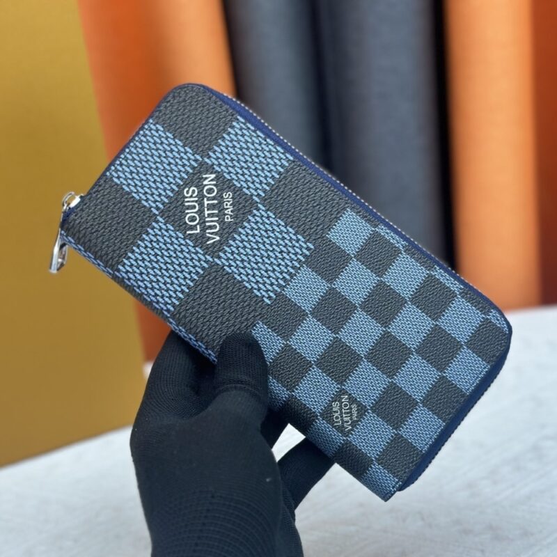 Alternative view of LOUIS VUITTON VERTICAL ZIPPY WALLET DAMIER NAVY BLUE AND BLACK 19CM N60442
