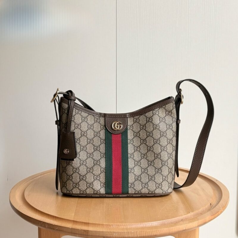 Alternative view of GUCCI OPHIDIA SMALL SHOULDER BAG BEIGE AND DARK BROWN 23CM 836872 FAE0K 9853