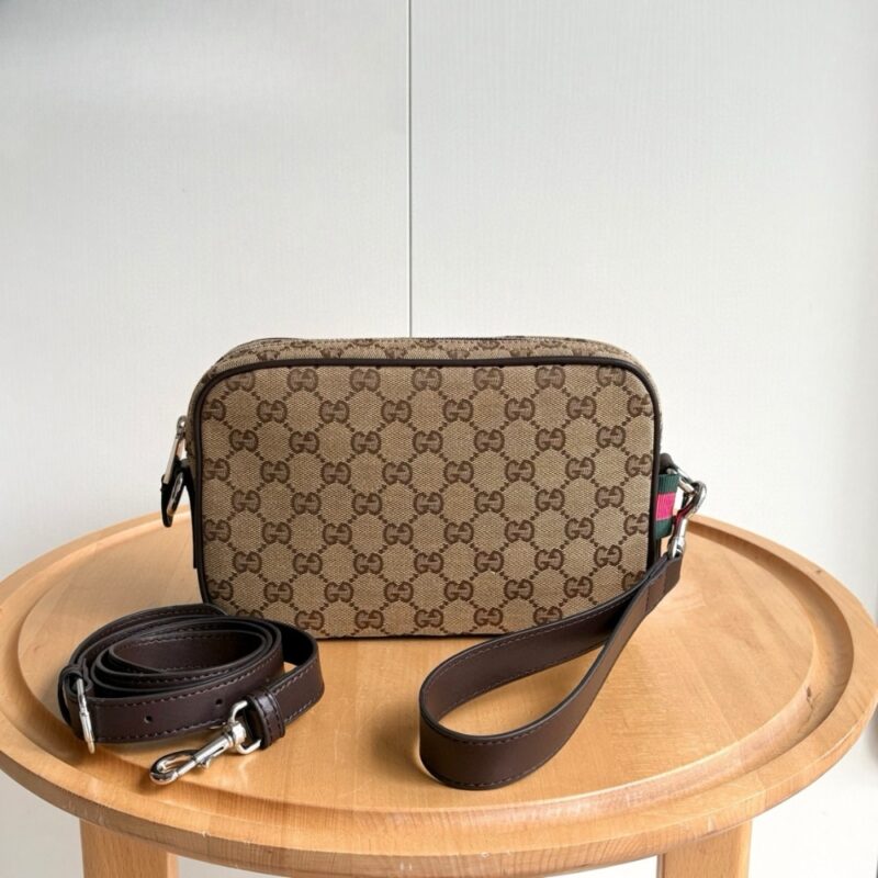 Alternative view of GUCCI GG CANVAS SMALL CROSSBODY BAG BEIGE AND DARK BROWN 23CM 834802 FAEPS 9752