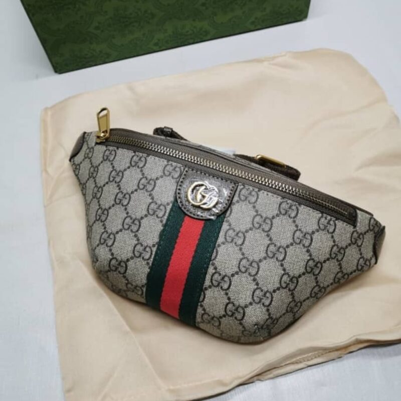 Alternative view of GUCCI OPHIDIA SMALL BELT BAG BEIGE AND DARK BROWN 30CM ‎‎839106 FAEOF 9745