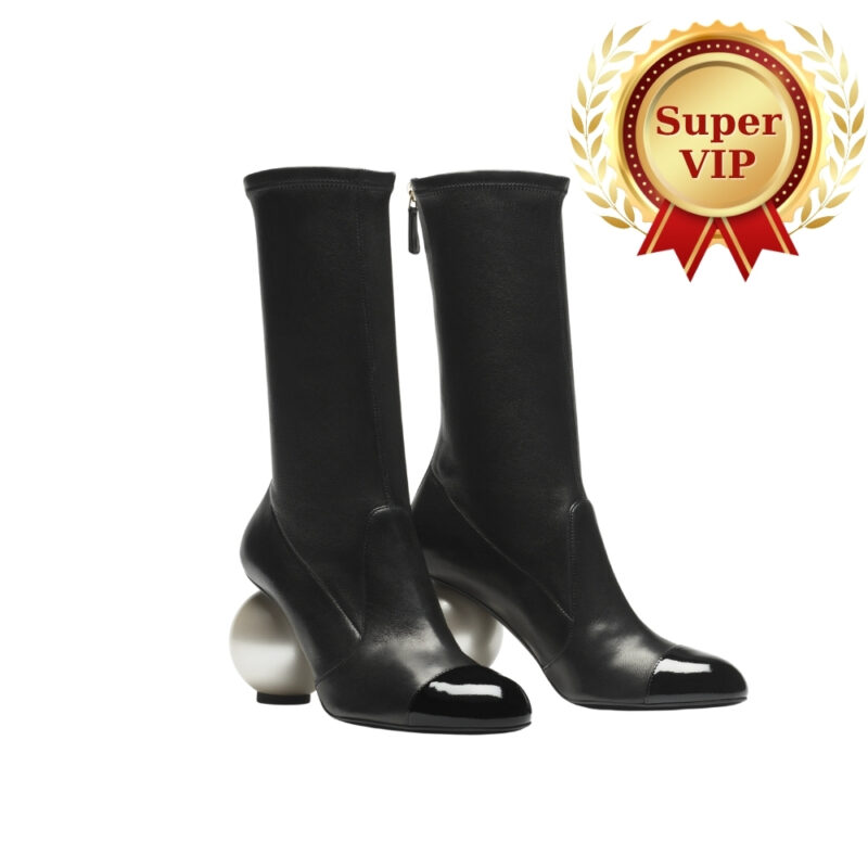 [SUPER VIP 1:1] CHANEL MID CALF BOOTS LEATHER BLACK G46776 B22203 94305