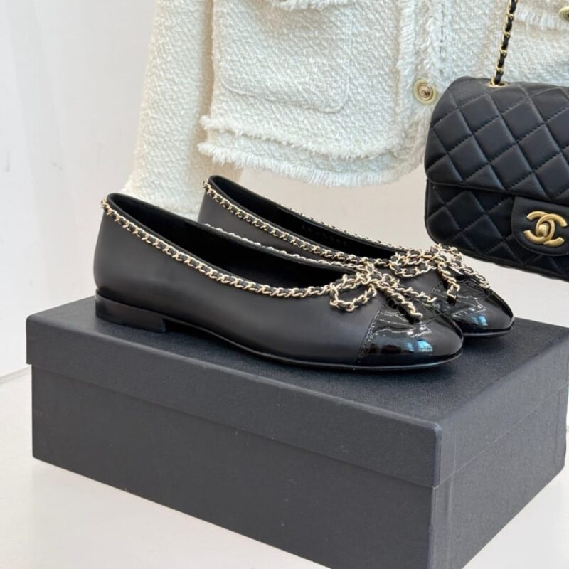 Alternative view of CHANEL BALLET FLATS BLACK LEATHER G46663 B21588 94305