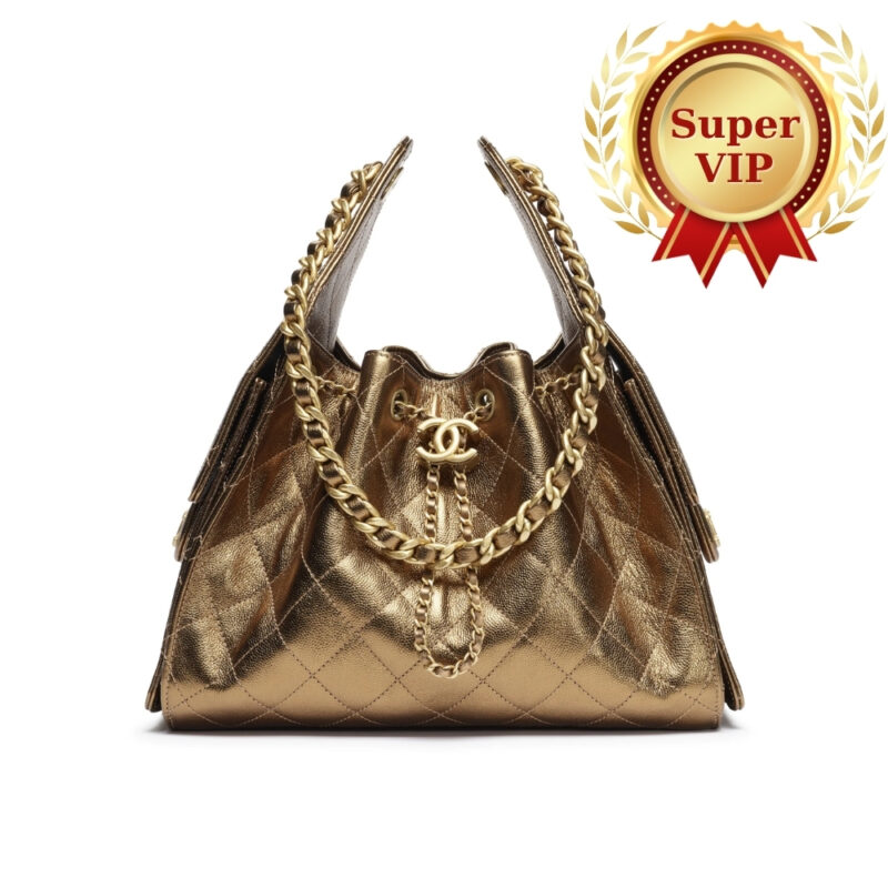 [SUPER VIP 1:1] CHANEL 25 SMALL HANDBAG METALLIC GRAINED AND GOLD METAL DARK GOLD 26CM AS5293 B21060 U2158