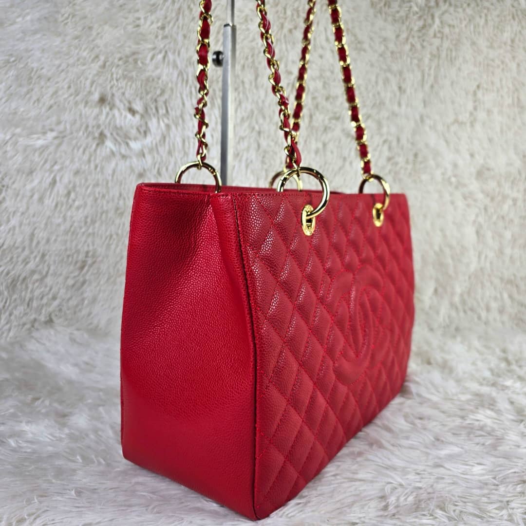 Chanel Grand Shopping Tote Red Gold 33Cm - Image 5