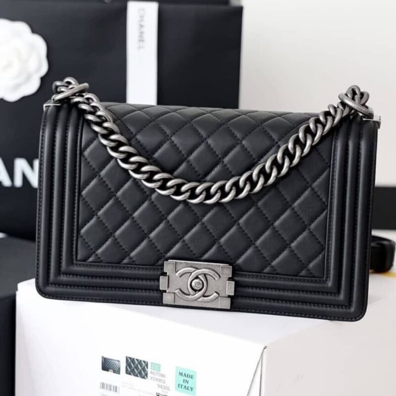 Alternative view of [SUPER VIP 1:1] CHANEL BOY MEDIUM HANDBAG SLIVER HARDWARE BLACK 25CM A67086 Y09953 94305
