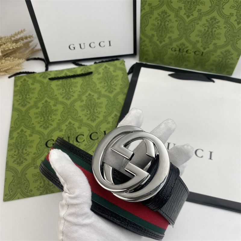 Alternative view of GUCCI INTERLOCKING MEN BELT BLACK 411924 H917N 1060