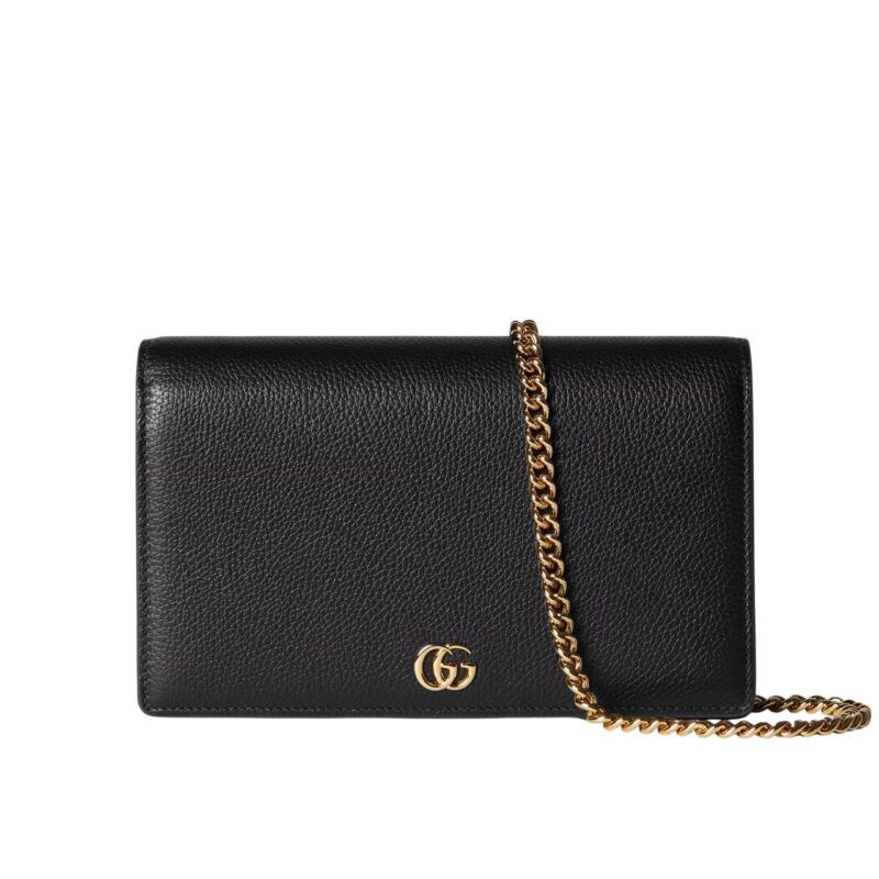 GUCCI GG MARMONT WALLET ON CHAIN BLACK AND RED LEATHER 20CM 497985 AAE5F 1062