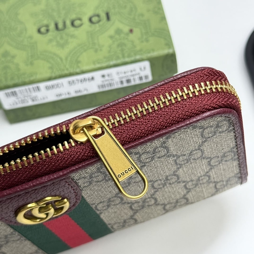 GUCCI OPHIDIA ZIP AROUND WALLET RED 19CM - Image 7