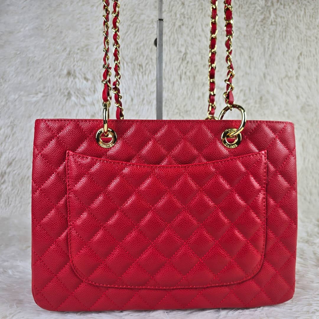 Chanel Grand Shopping Tote Red Gold 33Cm - Image 6