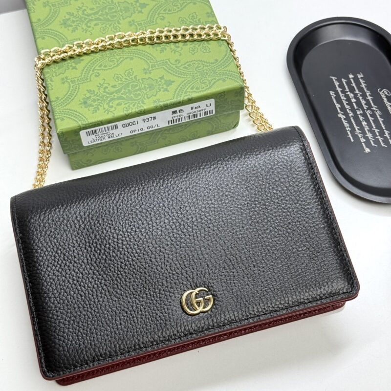 Alternative view of GUCCI GG MARMONT WALLET ON CHAIN BLACK AND RED LEATHER 20CM 497985 AAE5F 1062