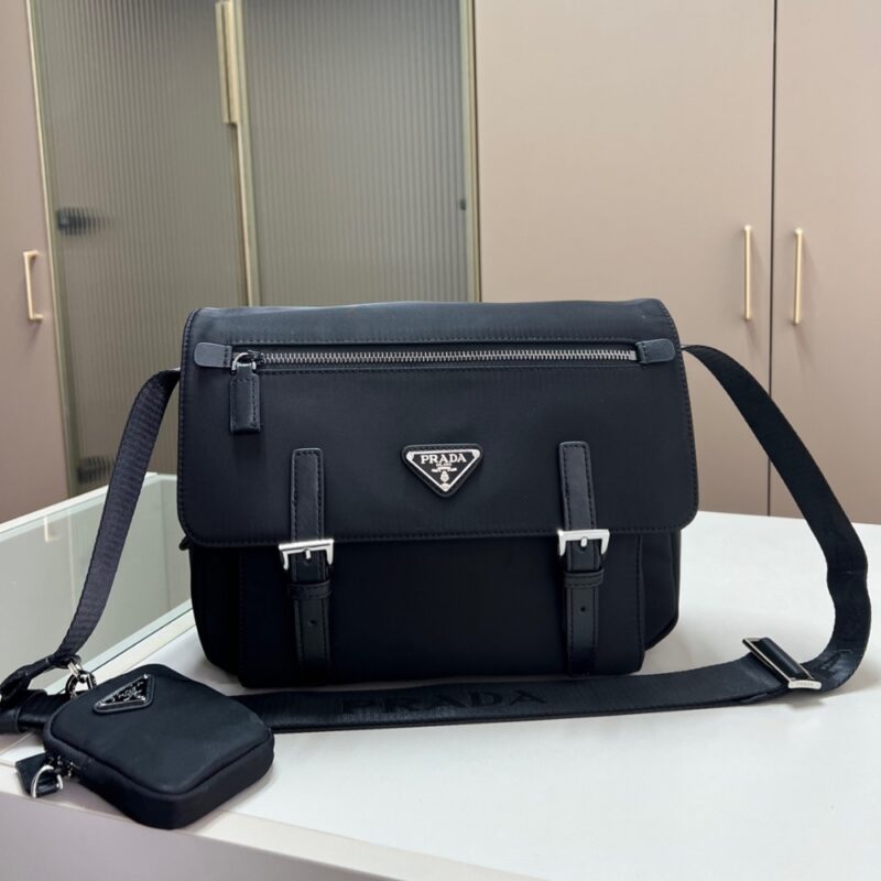 Alternative view of PRADA RE NYLON SHOULDER BAG BLACK 30CM 1BD953 RV44 F0002 V B1M