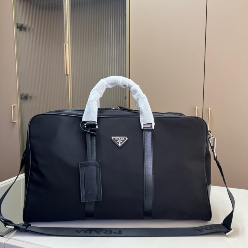Alternative view of PRADA RE NYLON AND SAFFIANO LEATHER DUFFEL BAG BLACK 50CM 2VC042 2DMH F0002 V OOO