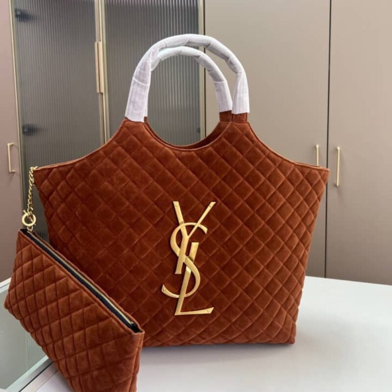 Alternative view of SAINT LAURENT LARGE TOTE BAG IN SUEDE COPPER 36CM