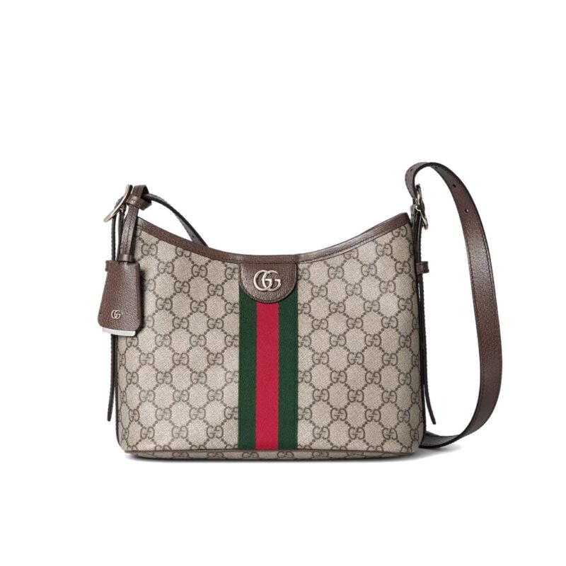 GUCCI OPHIDIA SMALL SHOULDER BAG BEIGE AND DARK BROWN 23CM 836872 FAE0K 9853