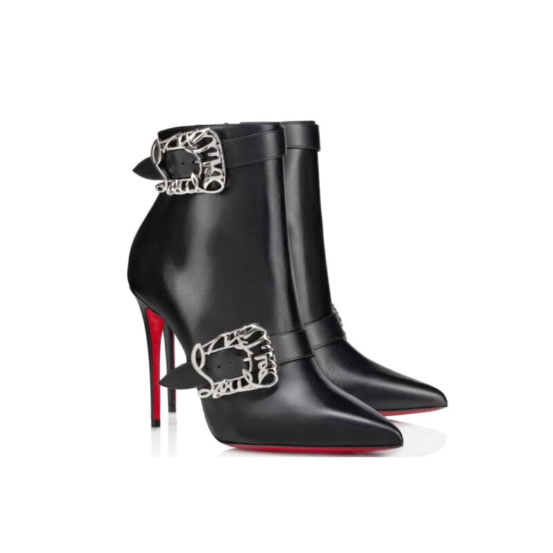 CHRISTIAN LOUBOUTIN GIDDYLINA 100 LEATHER ANKLE BOOTS BLACK P00992472