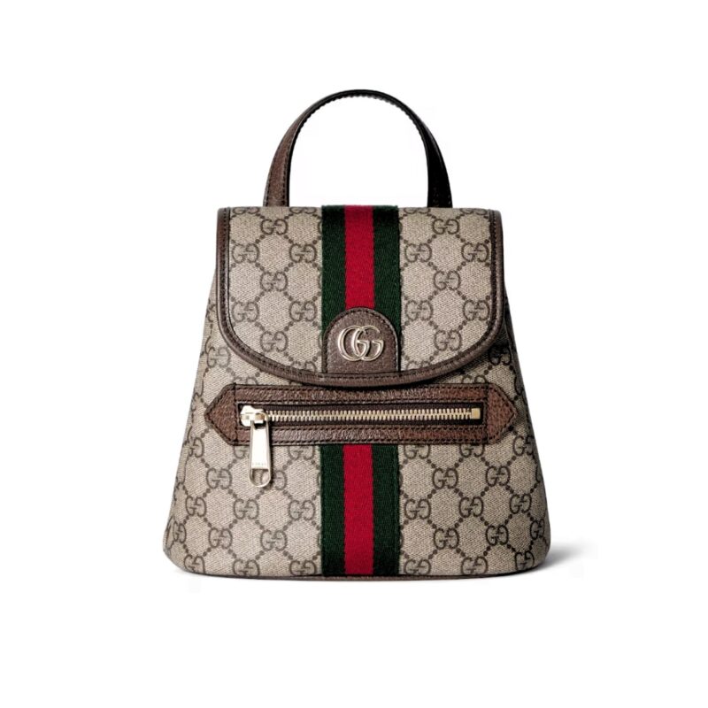 GUCCI OPHIDIA SMALL BACKPACK BEIGE AND DARK BROWN 20CM 836854 FAE0J 9867