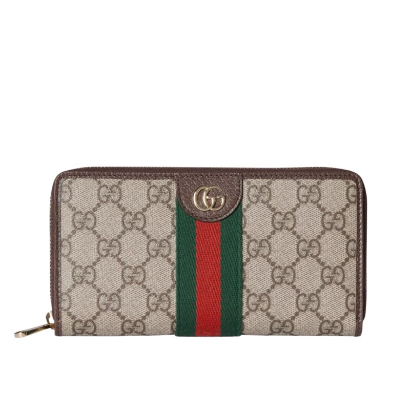 GUCCI OPHIDIA ZIP AROUND WALLET BROWN 19CM ‎838484 FAE0L 9746