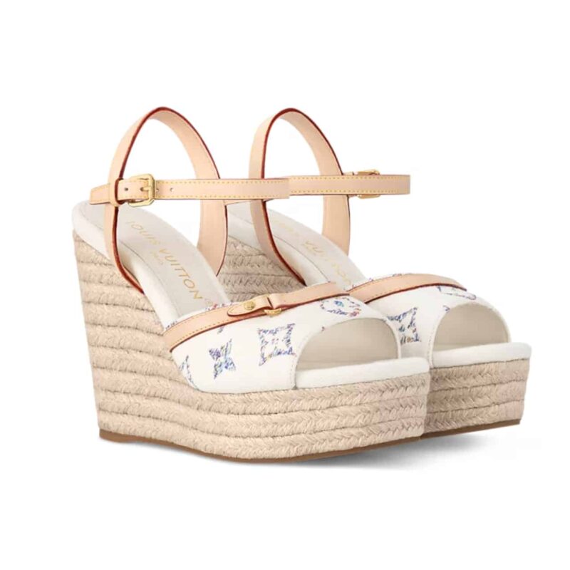 LOUIS VUITTON HELIOS WEDGE SANDAL WHITE 1ACSFQ