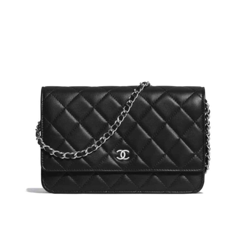 CHANEL CLASSIC WALLET ON CHAIN SILVER BLACK 19CM AP0250 Y01480 C3906