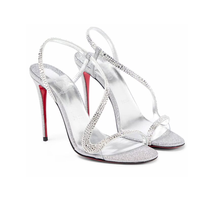 CHRISTIAN LOUBOUTIN ROSALIE STRASS SILVER 3220624S265