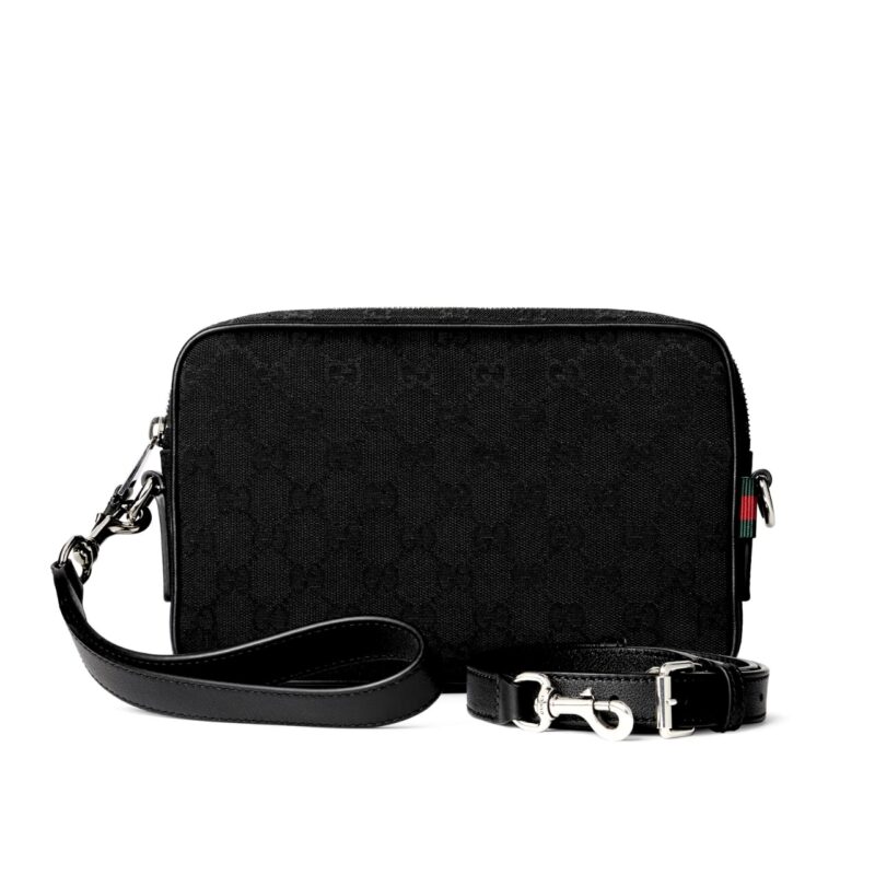 GUCCI GG CANVAS SMALL CROSSBODY BAG BLACK 23CM 834802 FAEPS 1060