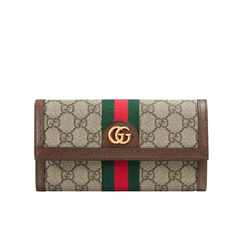 GUCCI OPHIDIA CONTINENTAL WALLET BROWN GG SUPREME 19CM 523153 96IWG 8745