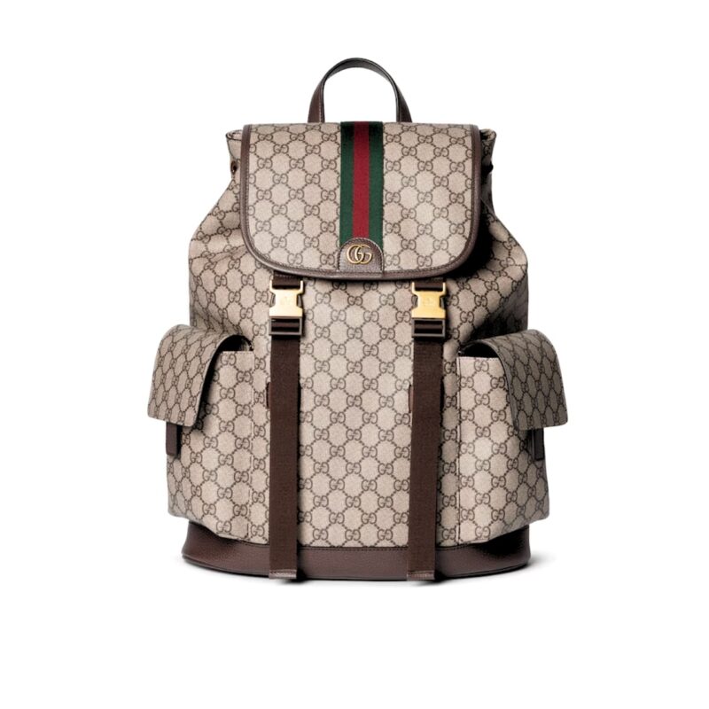 GUCCI OPHIDIA LARGE BACKPACK BEIGE AND DARK BROWN 46CM 839110 FAEWQ 9845