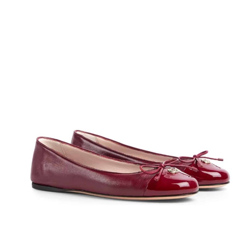 GUCCI WOMEN BALLET FLAT WITH DOUBLE G RED LEATHER ‎835805 BNC80 6207
