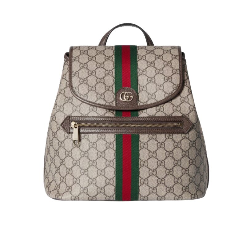 GUCCI OPHIDIA MEDIUM BACKPACK BEIGE AND DARK BROWN 30CM 836855 FAE0J 9867