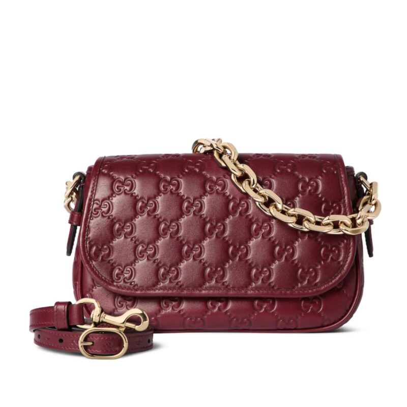 GUCCI GG EMBLEM SMALL SHOULDER BAG RED 20CM ‎847448 AAFDV 6207