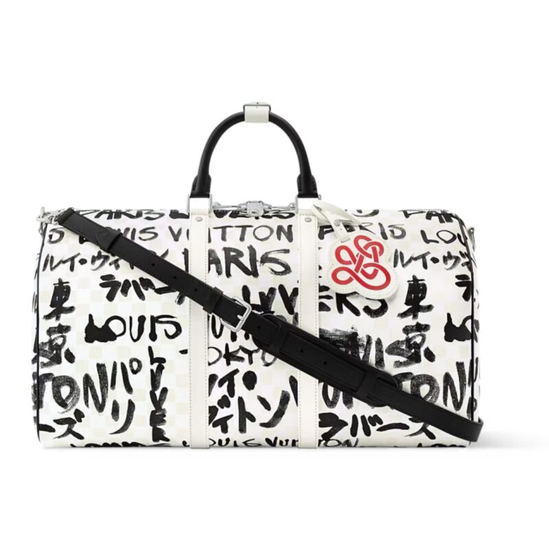 LOUIS VUITTON KEEPALL BANDOULIÈRE 50 BLACK AND WHITE 50CM N40804