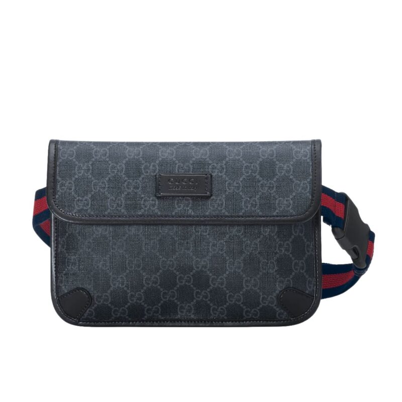 GUCCI GG BLACK SMALL BELT BAG BLACK SUPREME CANVAS 24CM 598113 K5RLN 1095