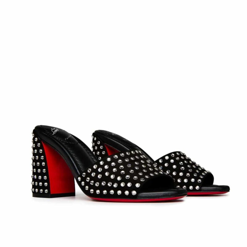CHRISTIAN LOUBOUTIN JANE 85 BLACK STRASS MULES 1240729T023